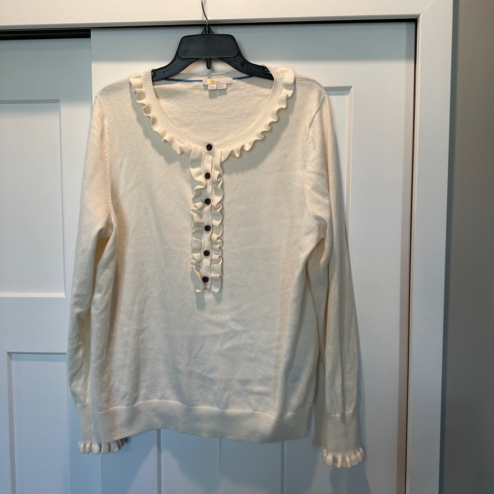 Boden size 16/18 (fits like 14-sizing is UK) cream cotton/wool sweater